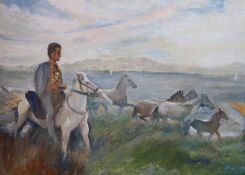 § Ronald Ossory Dunlop (1894-1973)Horses on the Irish coastOil on canvasSigned76 x 102 cm. unframed