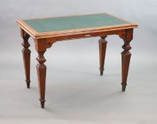 A Victorian mahogany library table, supplied by Sage & Co. Shopfitters of London,the rectangular