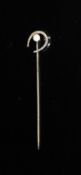 An early 20th century Russian 56 zolotnik gold and seed pearl set horseshoe stick pin by Faberge,