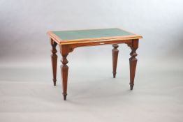 A Victorian mahogany library table, supplied by Sage & Co. Shopfitters of London,the rectangular