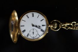 A late 19th/early 20th century 18K gold half hunter keyless pocket watch, by William Greenwood of