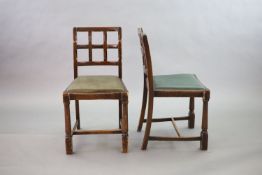 A set of eight early 20th century oak and beech dining chairs,with cross frame backs and drop in