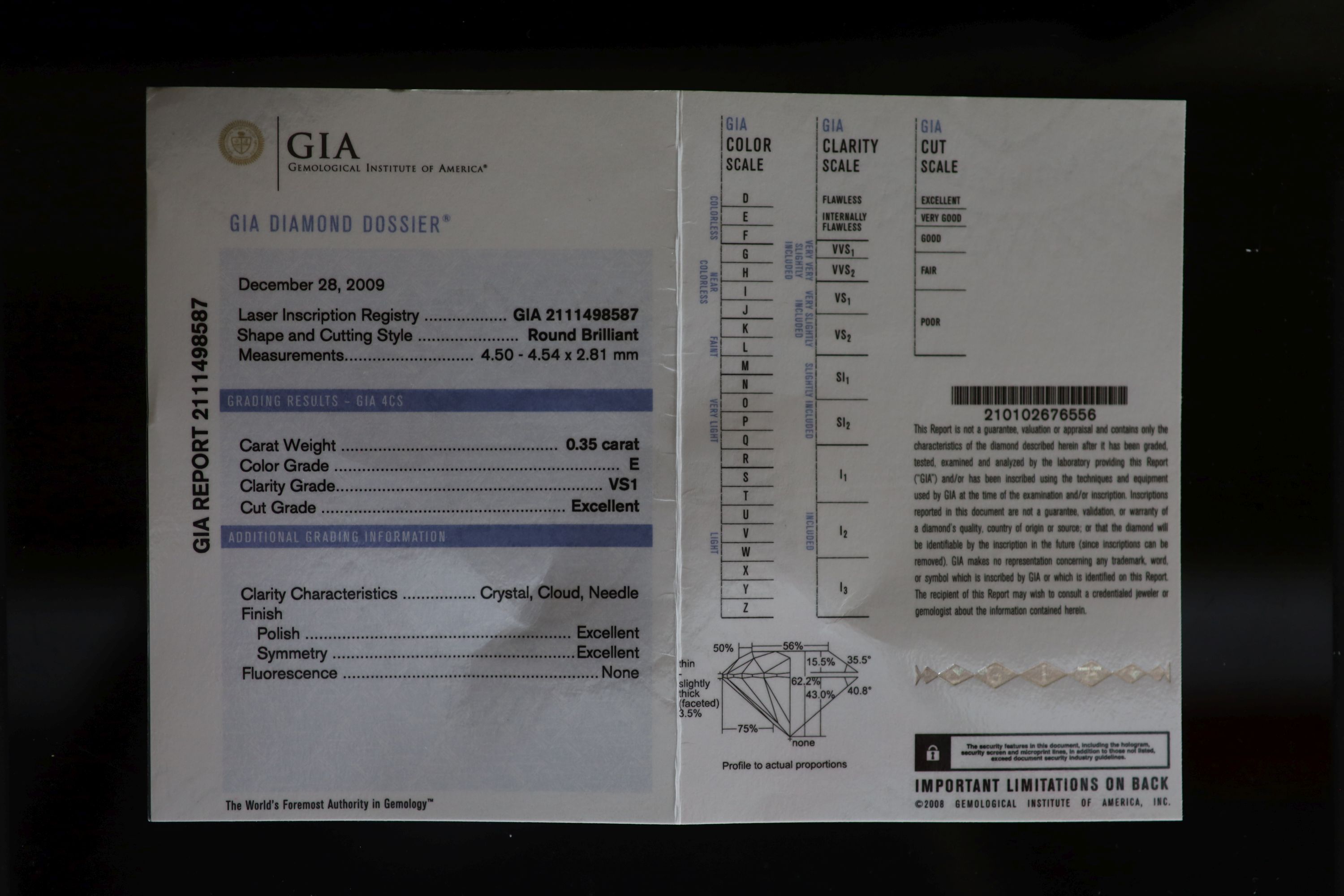 A modern Tiffany & Co platinum and round brilliant cut solitaire diamond ring,with GIA report dated - Image 4 of 5