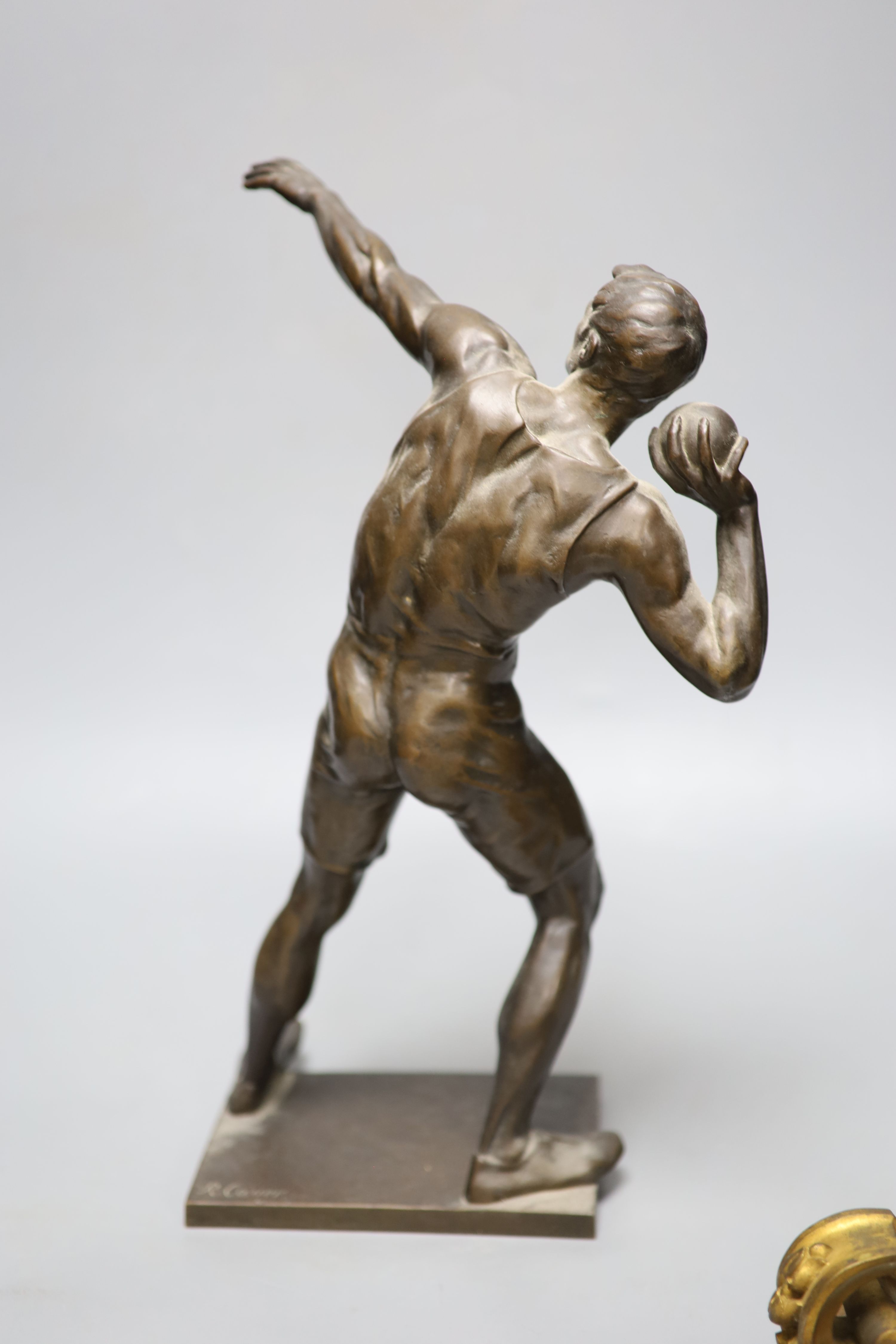 After Robert Cauer (1863-1947) a bronze figure of a shot-putter, c.1925,height 40cm, together with - Image 11 of 12