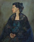 Sir John Lavery RA, (1856-1941)Mrs Rozska Edle Rothschild, Black Mourning No1, TringOil on