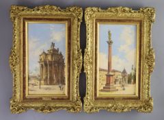 Antoinetta Brandeis (Italian, 1849-1926)Piazza San Domenico, Bologna & Triumphal Archpair of oils