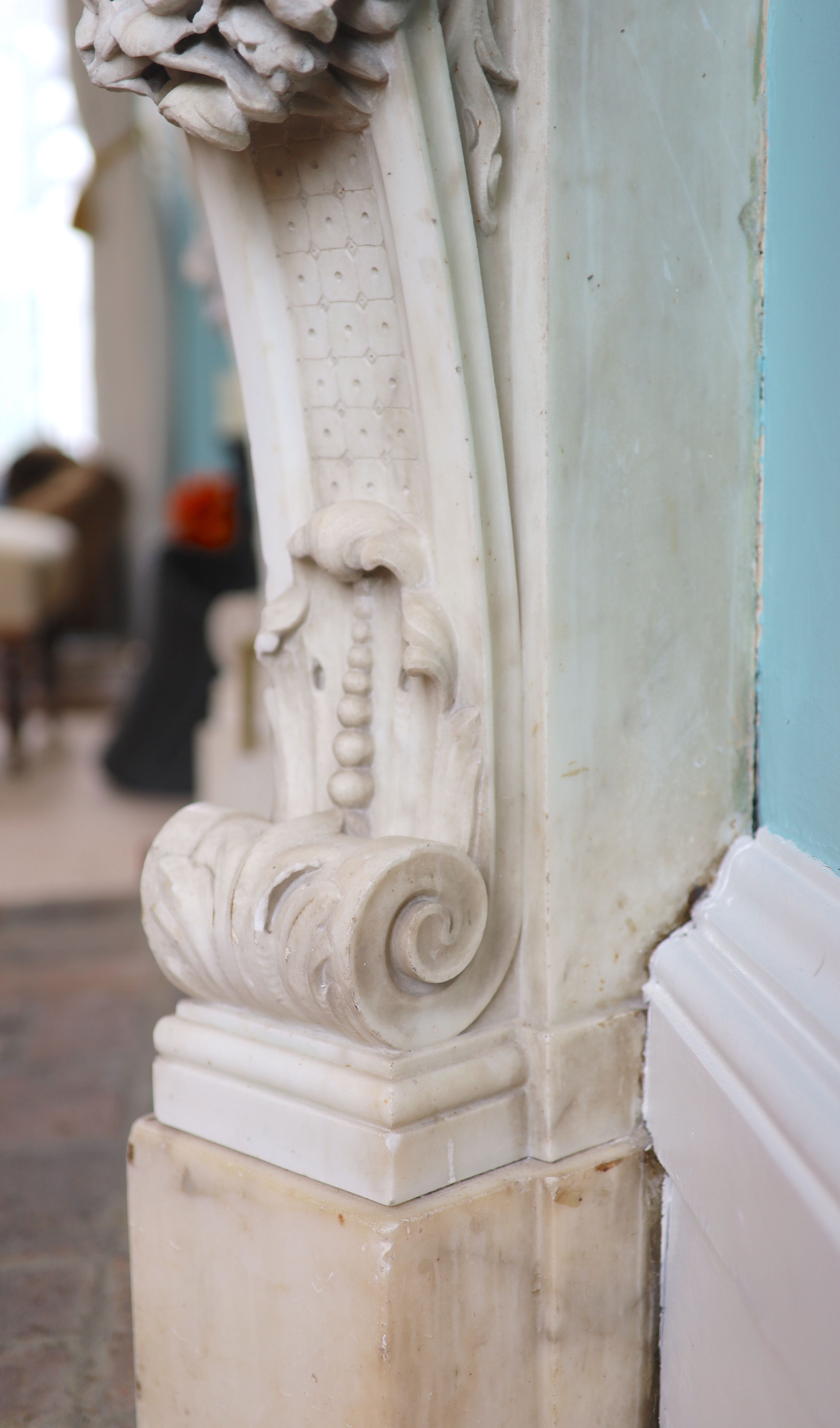 An important mid 19th century Italian white Carrara marble chimney piece,carved in the rococo - Image 9 of 23