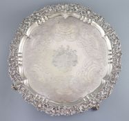 A good early George III silver salver by John Carter II,of shaped circular form, with pierced cast