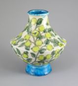 A William de Morgan tin glazed earthenware vase, early Fulham period, c.1890,the crackle glaze in