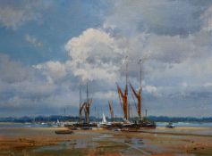 Frank Wootton (1914-1998)Thames Barges, Pinmill, River Orwelloil on canvassigned and inscribed