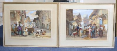 John Absolon (1815-1895)Alpine market scenespair of watercoloursboth signed, one dated Brientz '59,