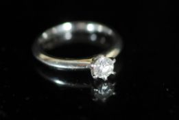 A modern Tiffany & Co platinum and round brilliant cut solitaire diamond ring,with GIA report dated