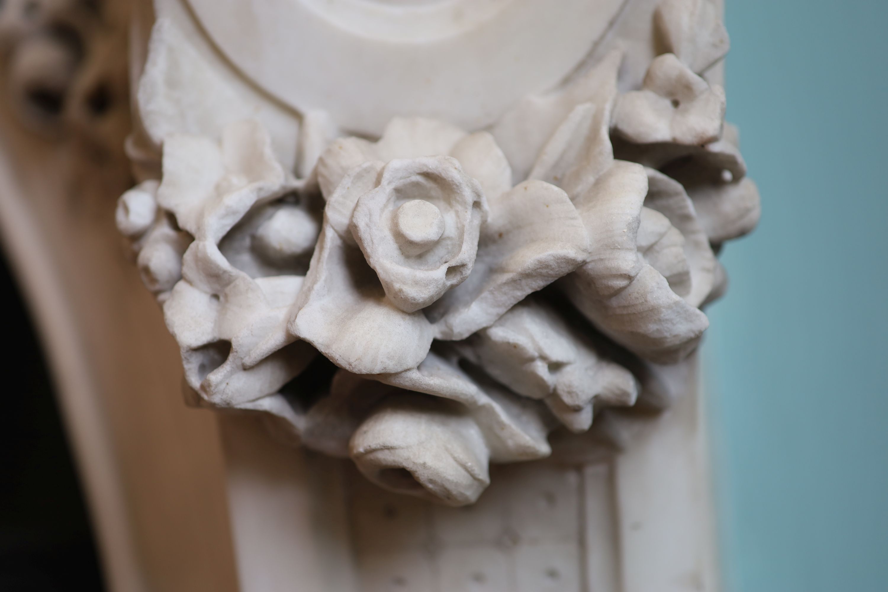 An important mid 19th century Italian white Carrara marble chimney piece,carved in the rococo - Image 20 of 23