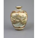 A fine Japanese Satsuma vase, Meiji period,of ovoid form, painted to fan shaped reserves with ducks