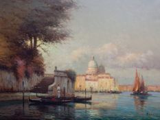 § Colette Bouvard (French 1941-1996)Venetian canal sceneoil on canvassigned, Williams & Son label