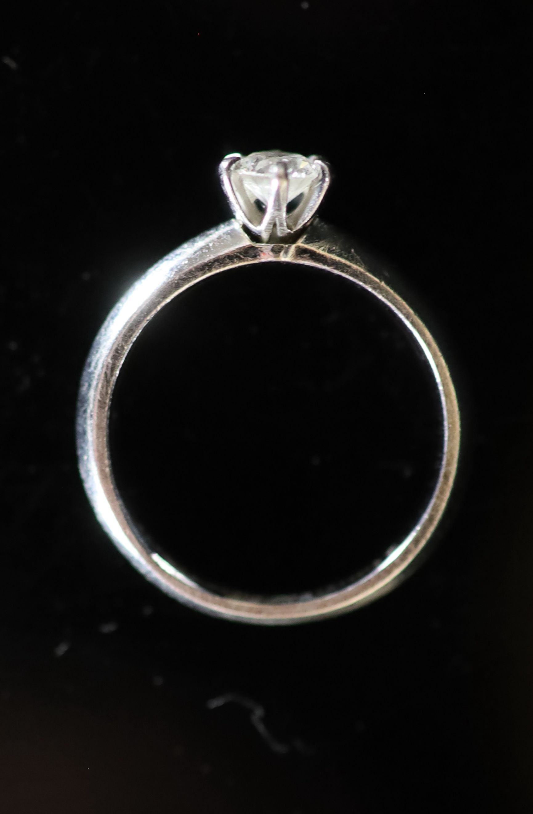 A modern Tiffany & Co platinum and round brilliant cut solitaire diamond ring,with GIA report dated - Image 3 of 5