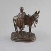 Alfred E. Dubucand (1828-1894) a bronze of a North African boy and donkeysinged to base18cm high