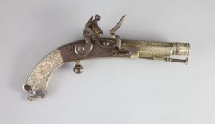 A good Scottish all-metal flintlock belt pistol c.1830,lock signed Campbell, finely engraved silver