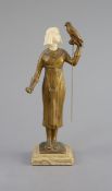 Hélène Maynard White (American, b.1870). A bronze and ivory figure of an Egyptianesque girl,