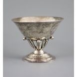 An early 20th century Georg Jensen planished sterling silver circular pedestal bowl,design no. 6,