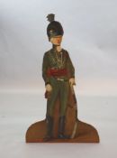 A large hand painted military dummy board, 18th century,rifle Brigade, floor-standing on an easel-