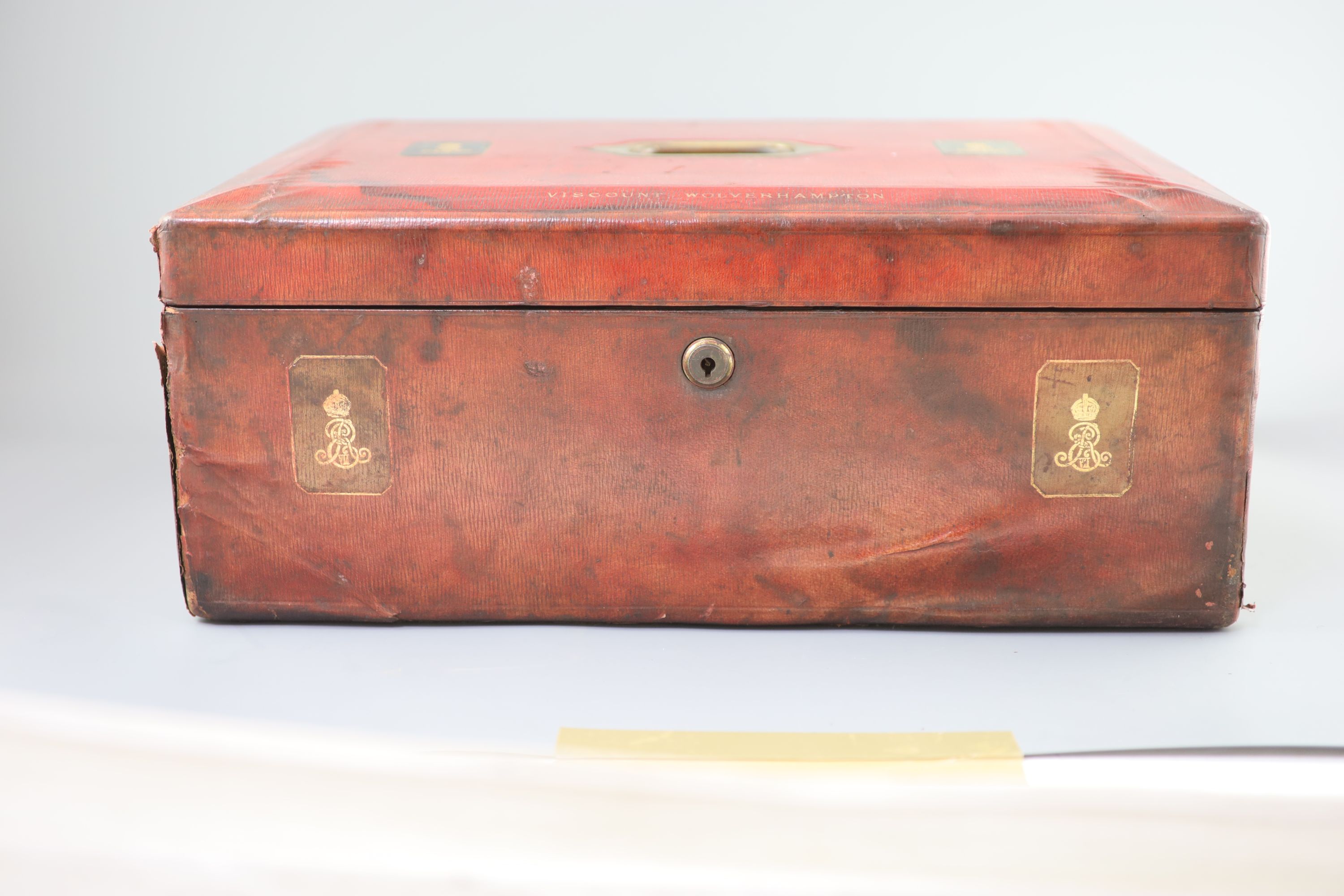 An Edwardian red morocco leather government dispatch box for Henry Hartley Fowler (1830-1911)1st - Image 3 of 6