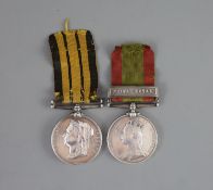 A Victorian group of two campaign medals to Sgn. Mjr. G.J.Gibson. A.M.D,Comprising Ashantee medal