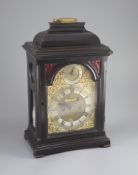 A George III ebonised bracket clock, Halifax of London,the silvered chapter ring with Roman and