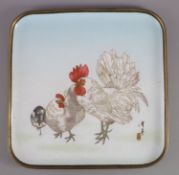 A Japanese square silver wire cloisonné enamel tray, Meiji period, mark for Deakin Bros & Co.,