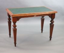 A Victorian mahogany writing table, supplied by Sage & Co. Shopfitters of London,with green skiver
