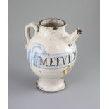 An Italian maiolica wet drug jar, Savona, late 17th century,polychrome painted and inscribed ‘P.P.