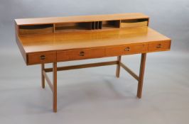 Jens Quistgaaard for Lovig, a Danish teak flip top desk circa 1973,The flip-top back with