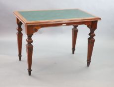 A Victorian mahogany library table, supplied by Sage & Co. Shopfitters of London,the rectangular