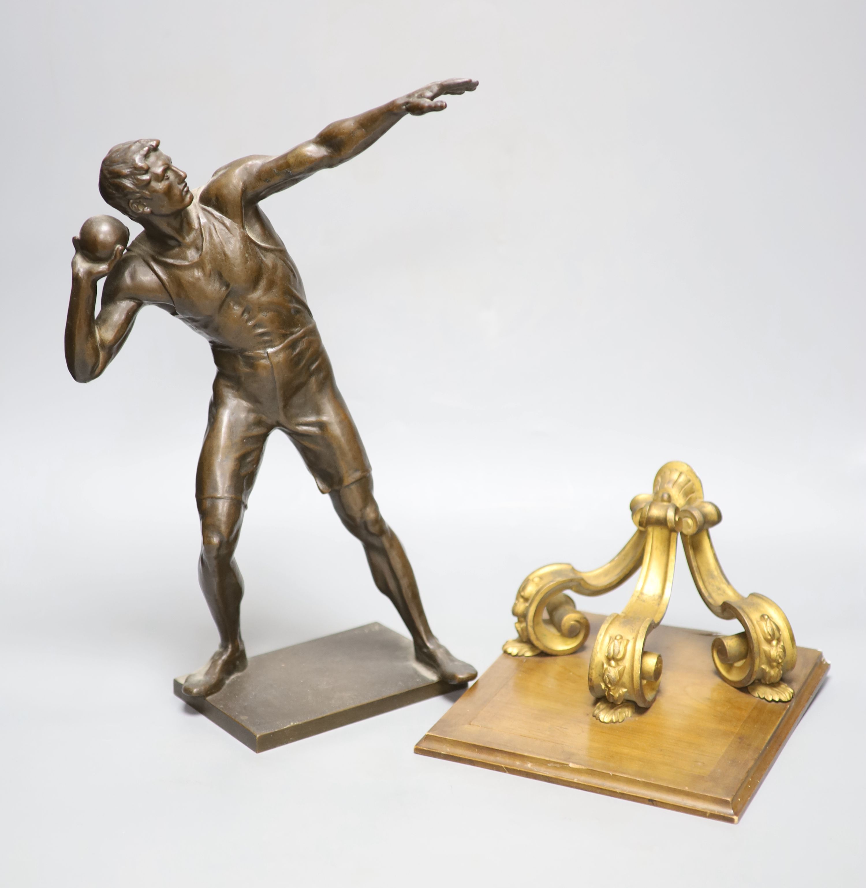 After Robert Cauer (1863-1947) a bronze figure of a shot-putter, c.1925,height 40cm, together with - Image 2 of 12