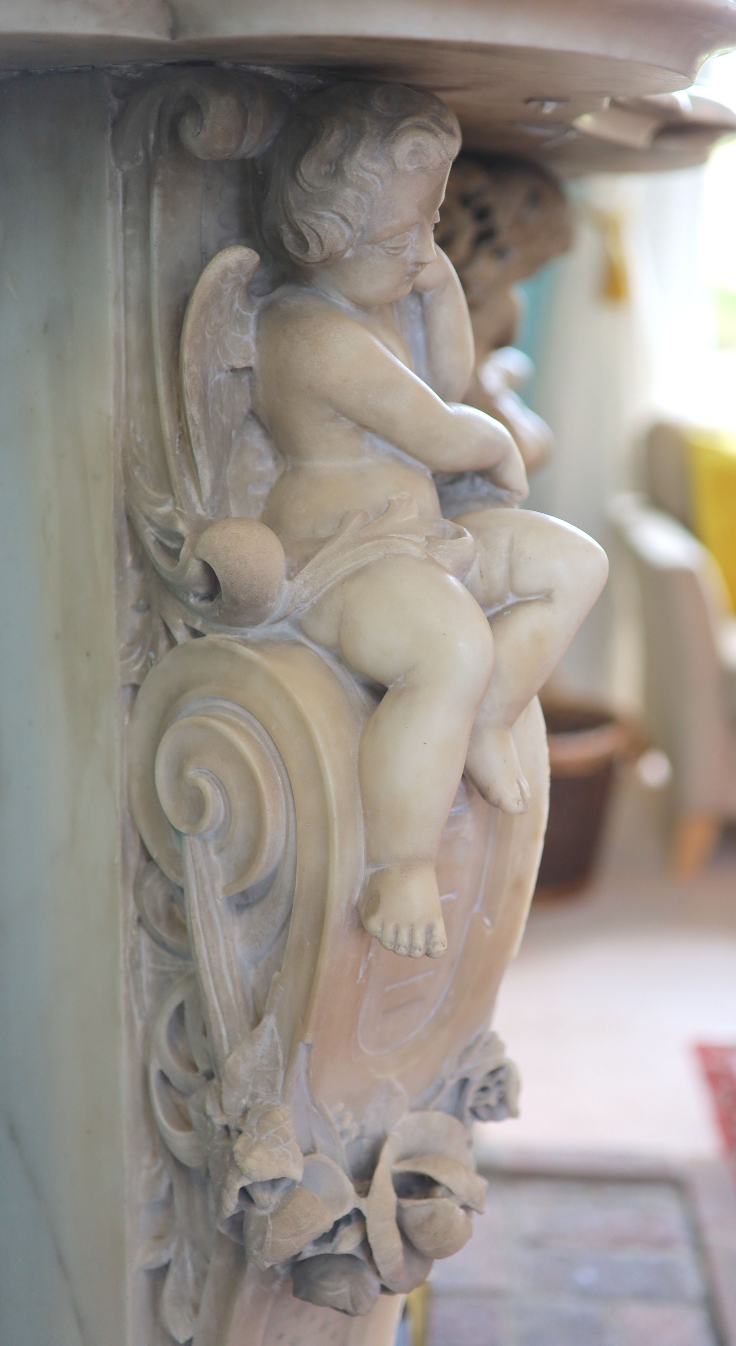 An important mid 19th century Italian white Carrara marble chimney piece,carved in the rococo - Image 7 of 23