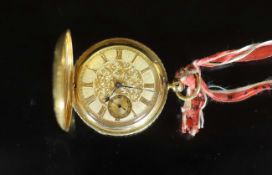 A Victorian engraved 18ct gold hunter keywind hunter fob watch, by James McCabe, Royal Exchange,