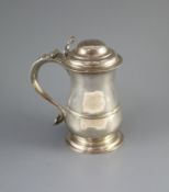 A late George II silver tankard, by Thomas Whipham & Charles Wright,of baluster form, with banded