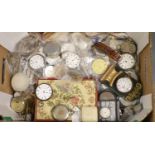 A large quantity of incomplete pocket watches, movements and parts etc. and a Rolex box.