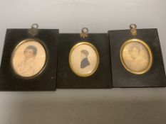 Three portrait miniatures of John Burges, largest 8.5cm