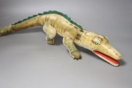 A large 1950’s Steiff crocodile, 71cm.