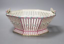 A 19th century Continental porcelain basket, diameter 24cm