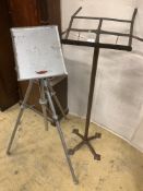 A cast metal music stand and a projector stand (2)