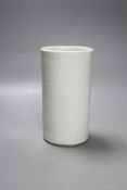 A Chinese white glazed brushpot, height 18cm