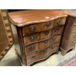 An 18th century Dutch walnut block fronted chest of four graduated drawers, width 78cm, depth 50cm,
