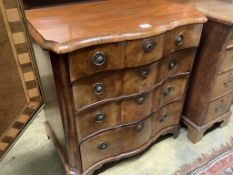 An 18th century Dutch walnut block fronted chest of four graduated drawers, width 78cm, depth 50cm,