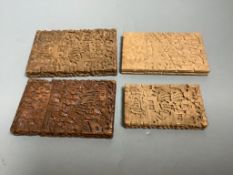 Four 19 century Chinese boxwood carved card cases