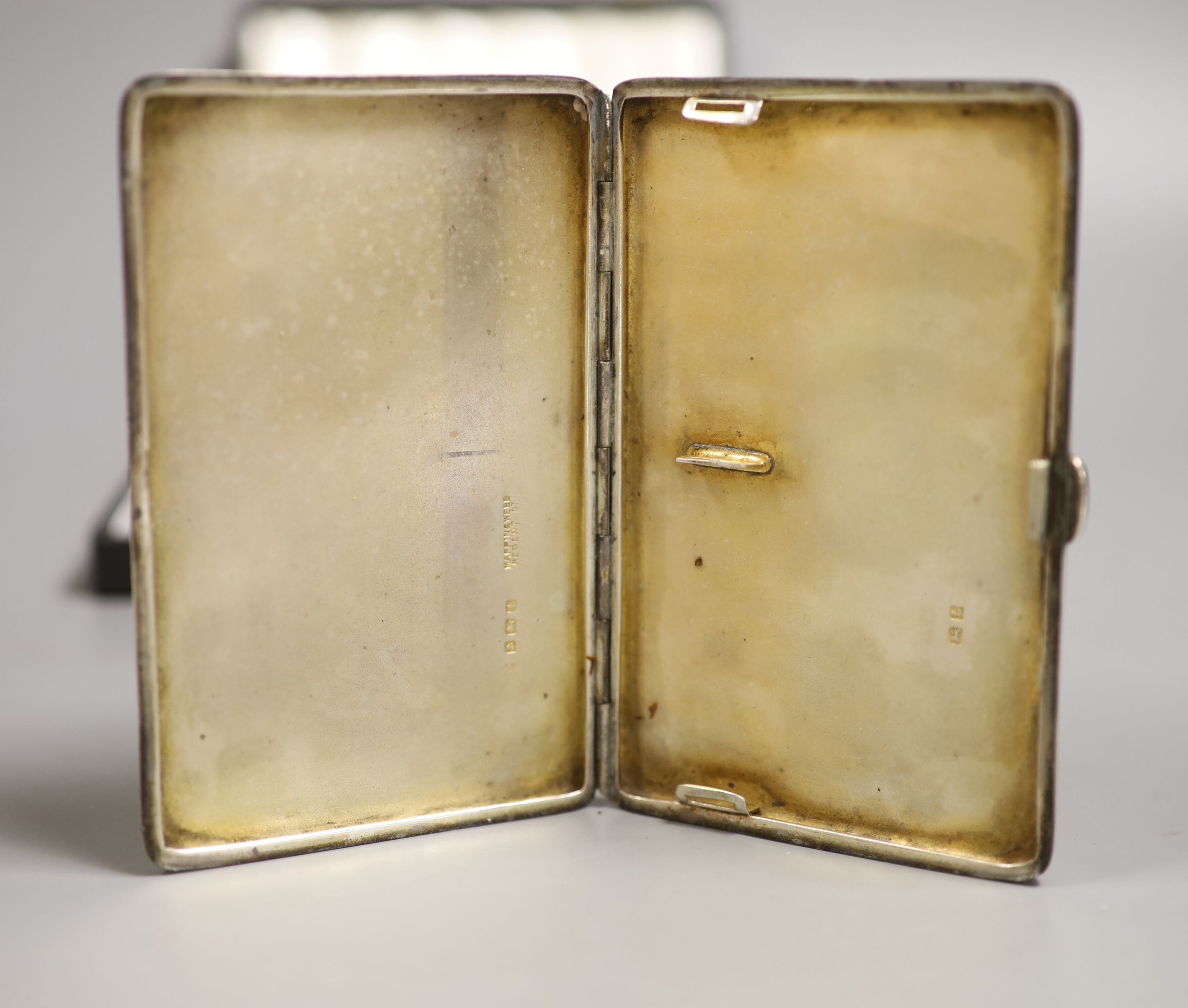 A George V silver cigarette case, 12.7 cm, a 900 standard white metal snuff box and five silver - Image 4 of 5