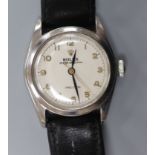A gentleman's late 1940's/early 1950's stainless steel mid-size Rolex Oyster Speedking precision