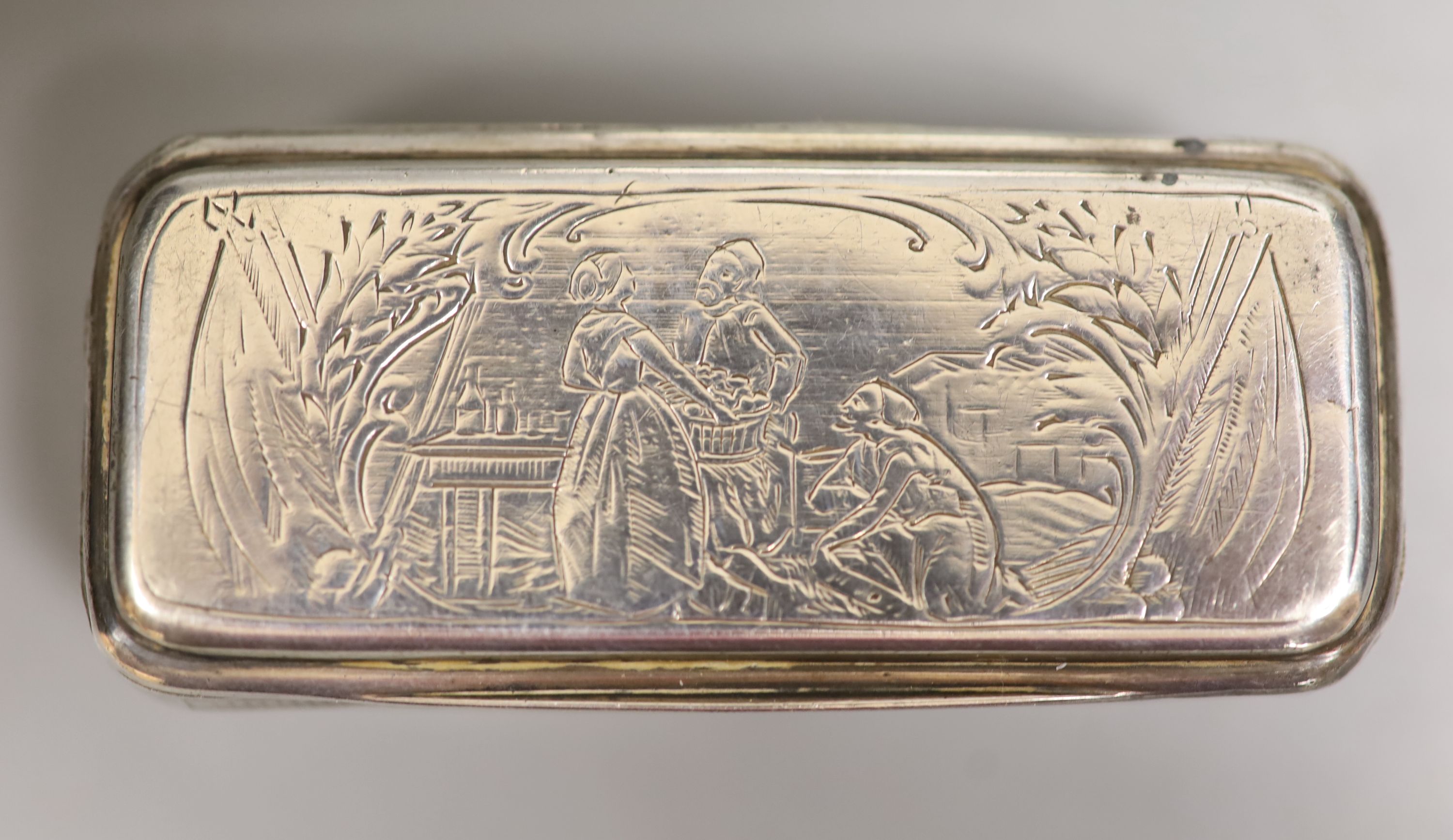 A George V silver cigarette case, 12.7 cm, a 900 standard white metal snuff box and five silver - Image 2 of 5