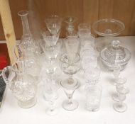 A collection of assorted mixed cut and etched glassware